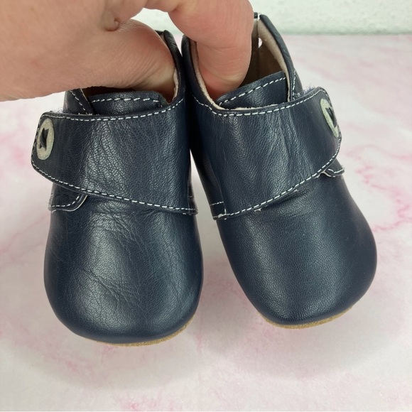 Livie and Luca baby shoes Benny blue leather crib soft split sole size 0-6 month - Picture 2 of 9